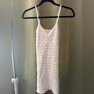 White Textured Sleeveless Dress